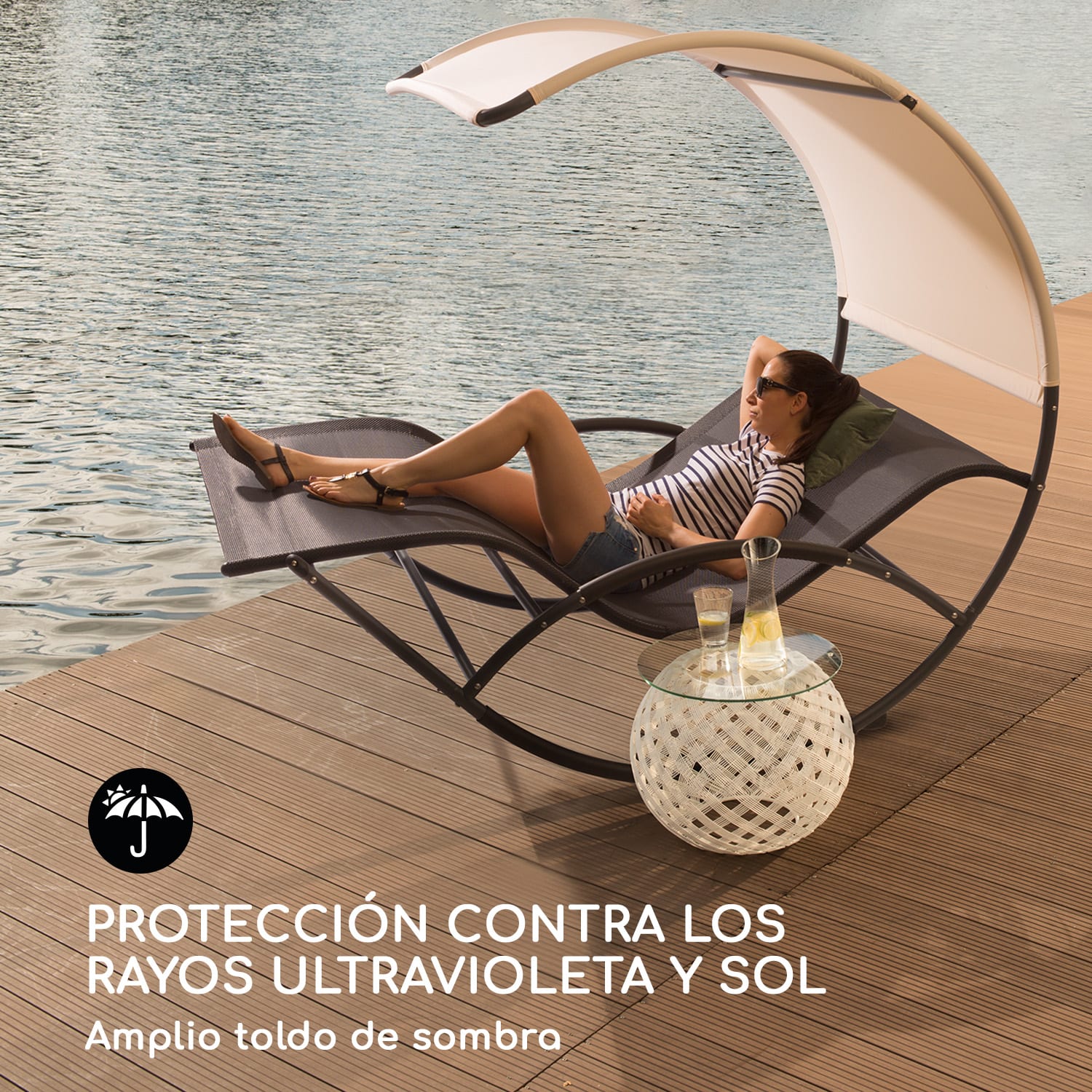 The Big Easy tumbona hamaca resistente a la intemperie 350kg máx. protección UV negro Negro