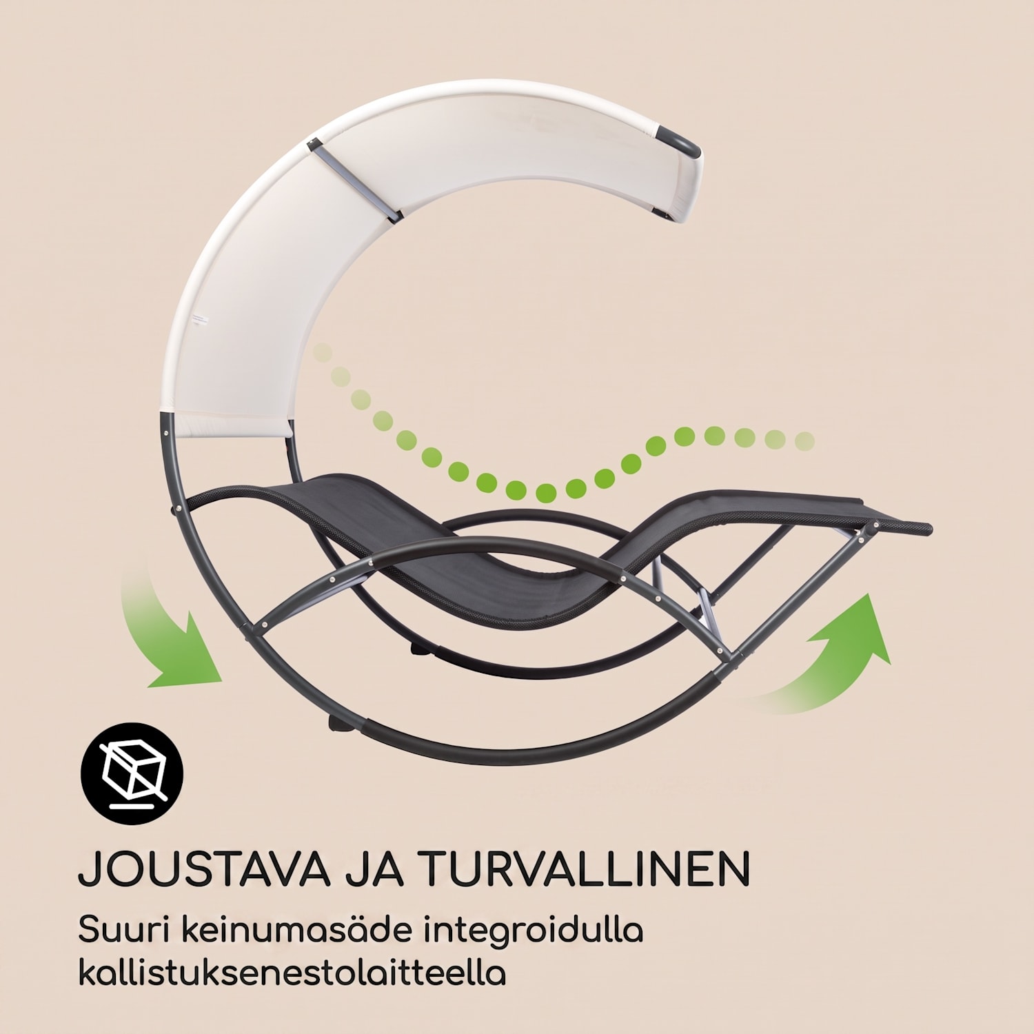 The Big Easy keinutuoli musta, säänkestävä, max. 350 kg, UV-suoja Musta