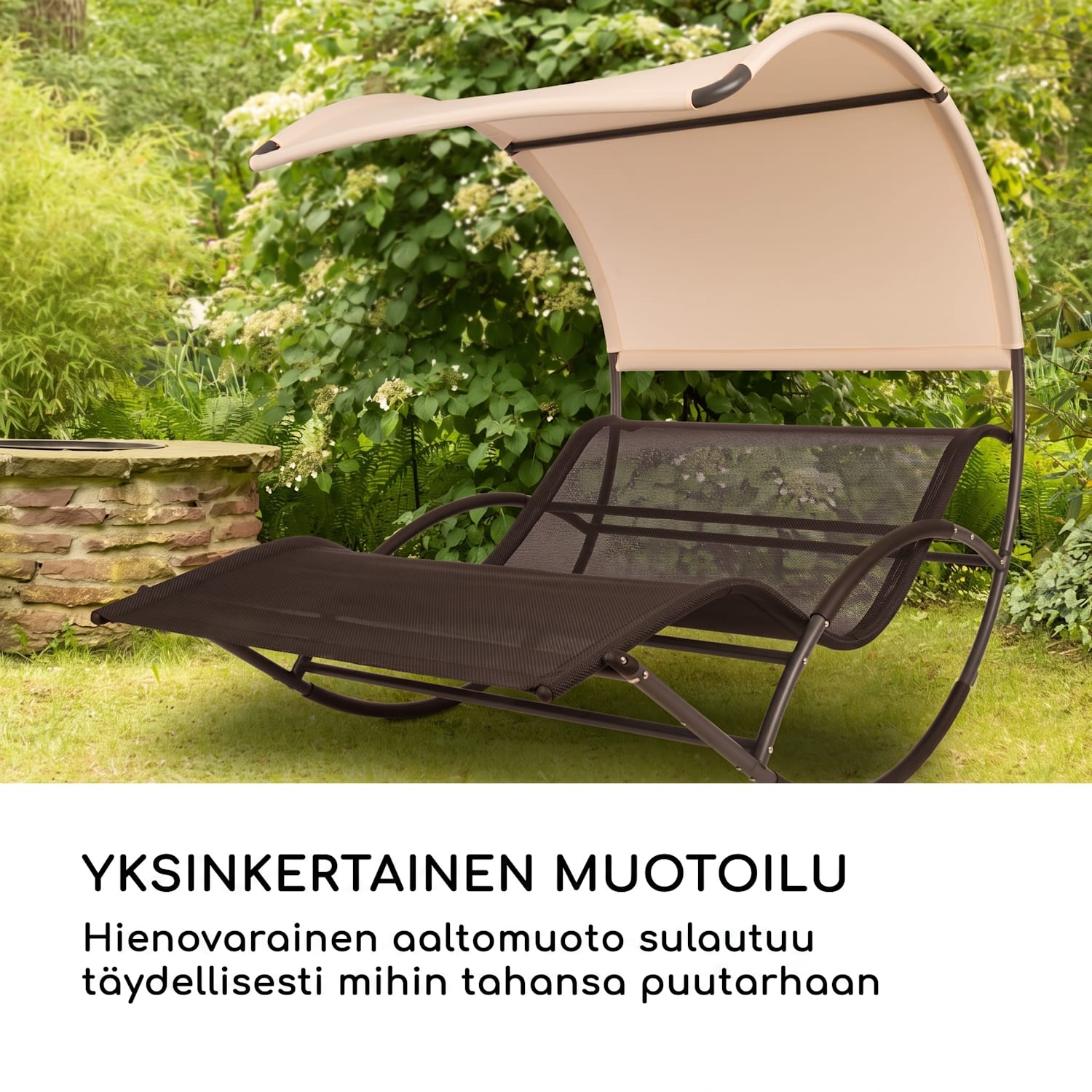 The Big Easy keinutuoli musta, säänkestävä, max. 350 kg, UV-suoja Musta