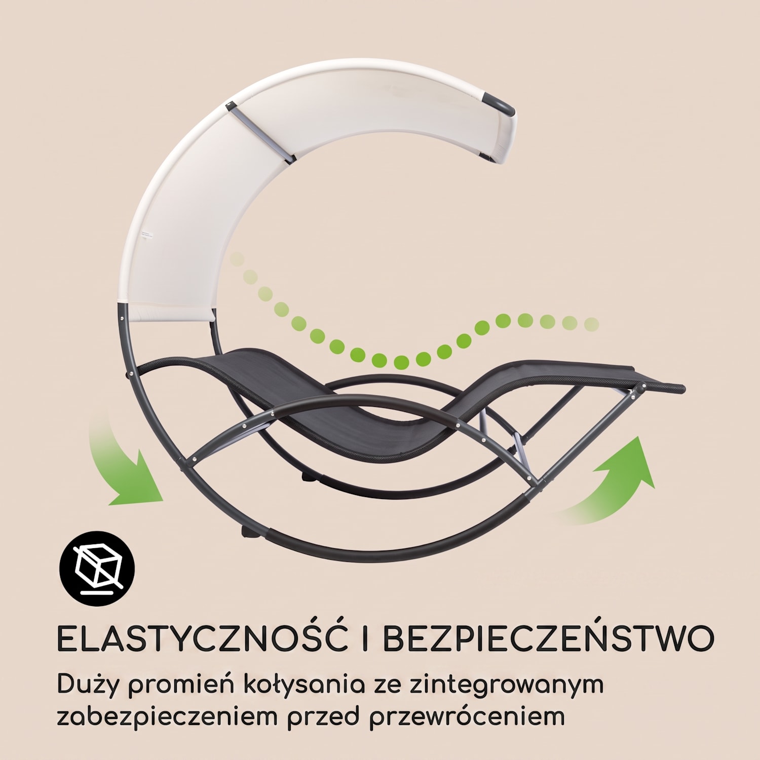 The Big Easy, bujany leżak, wodoodporny, 350 kg maks., ochrona przed UV, czarny Czarny