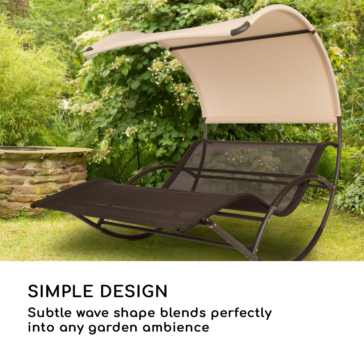 The Big Easy Cadeira Baloiço Preta, Impermeável 350kg máx. Proteção UV Preto