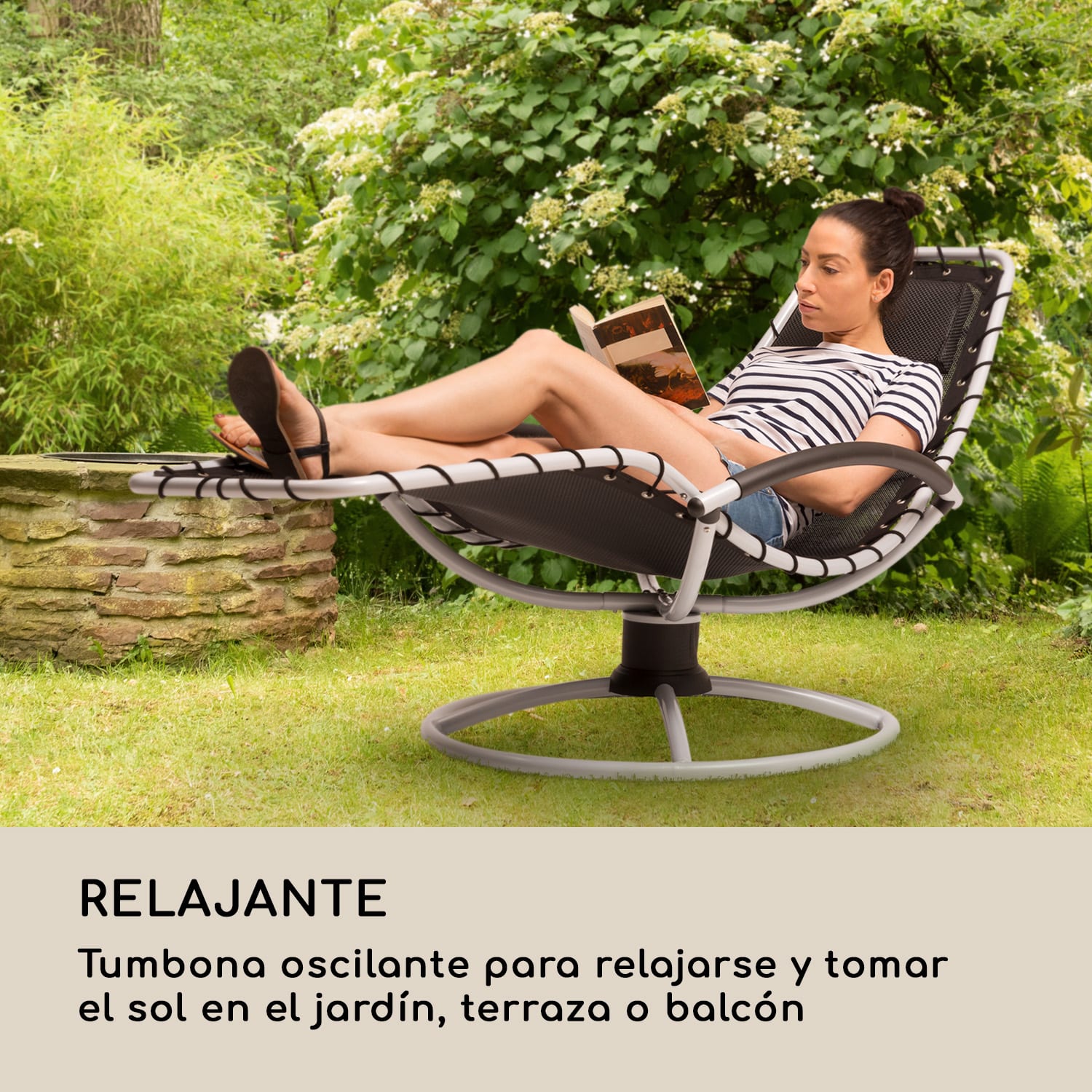 The Chiller Tumbona oscilante 77x85x173cm 360 Comfort ComfortMesh Negra Negro