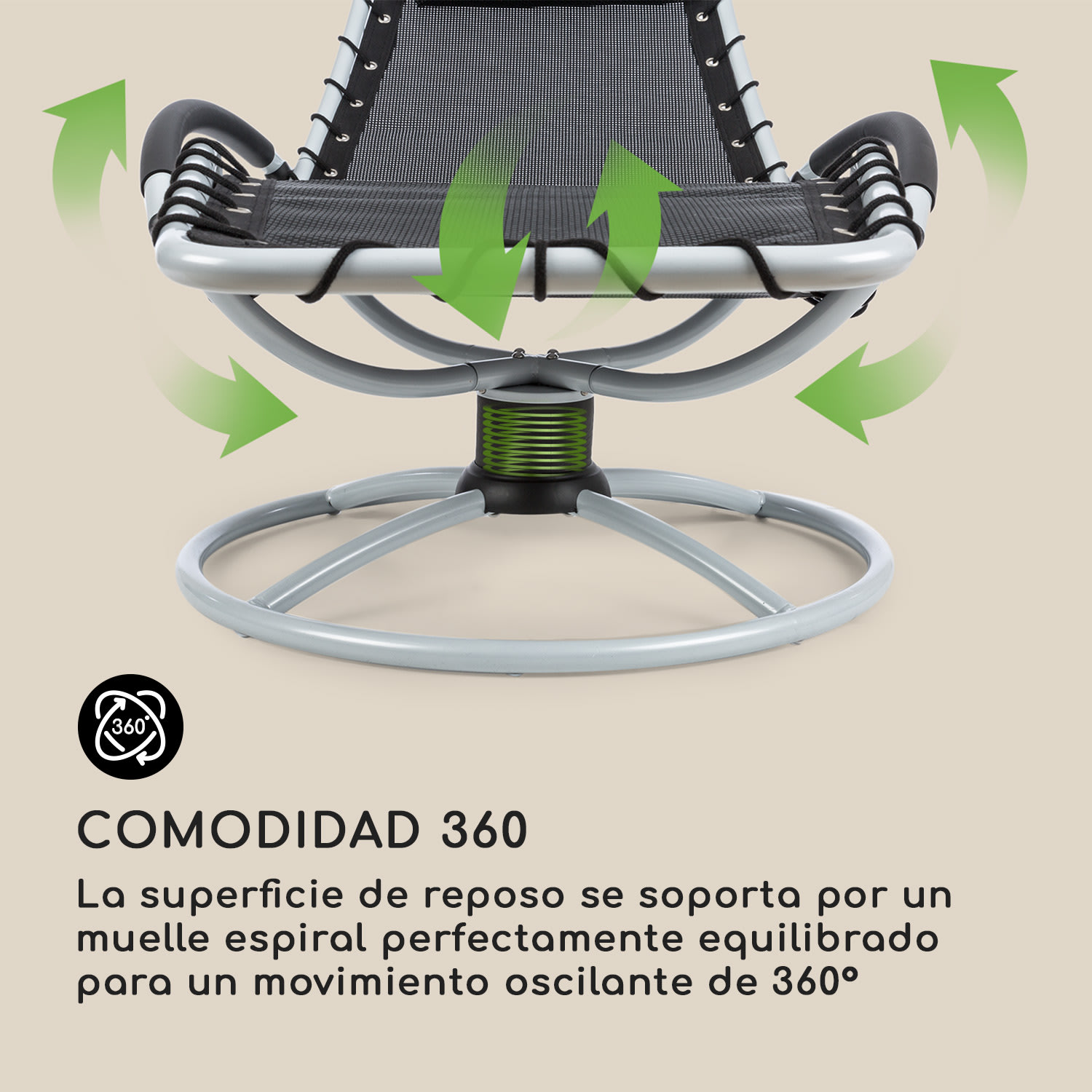 The Chiller Tumbona oscilante 77x85x173cm 360 Comfort ComfortMesh Negra Negro