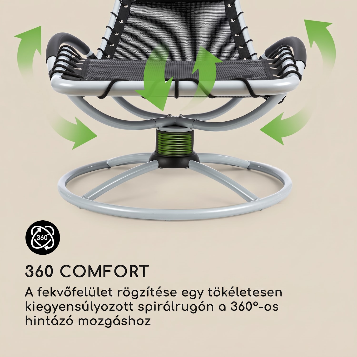 The Chiller, hintaágy, 77x85x173 cm, 360 Comfort, ComfortMesh, fekete Fekete