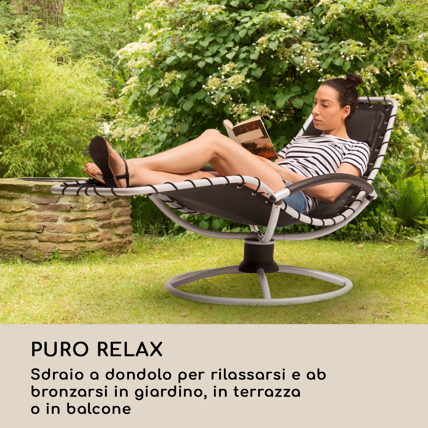 The Chiller Sedia a Dondolo 77x85x173 cm 360 ComfortMesh Nera Nero