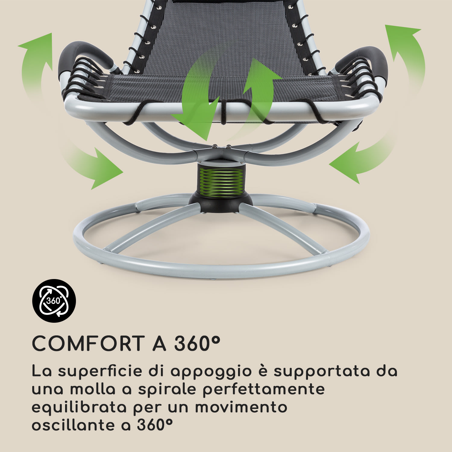 The Chiller Sedia a Dondolo 77x85x173 cm 360 ComfortMesh Nera Nero