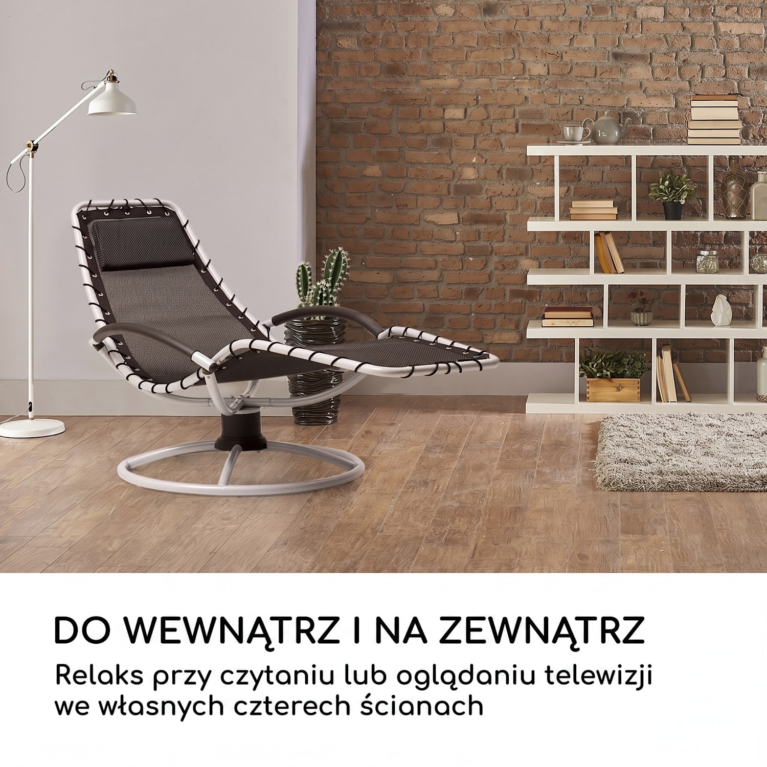 The Chiller, leżak ogrodowy bujany, 77 x 85 x 173 cm, 360 Comfort, ComfortMesh Czarny