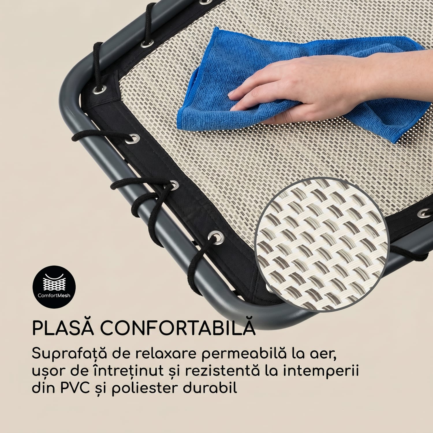 The Chiller, scaun balansoar, 77 x 85 x 173 cm, 360 Comfort, ComfortMesh, bej Nisip