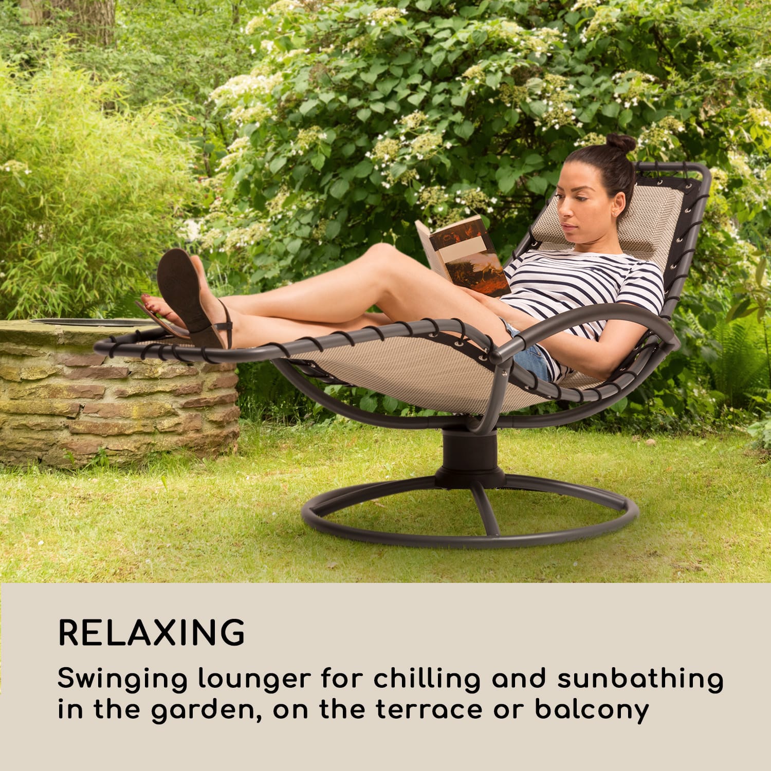 The Chiller, hojdacie lehátko, 77 x 85 x 173 cm, 360 Comfort, ComfortMesh, béžové Piesok