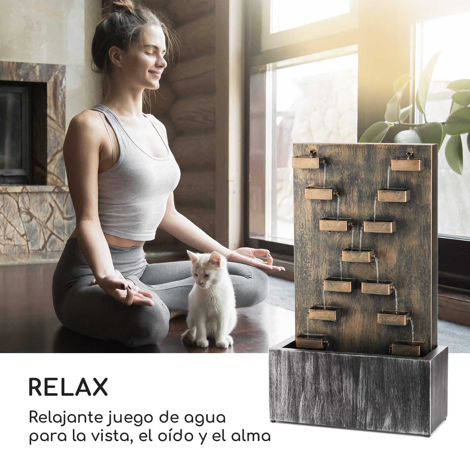 River Crossing fuente de jardín in/outdoor bomba de 6W 10m de cable galvanizada 