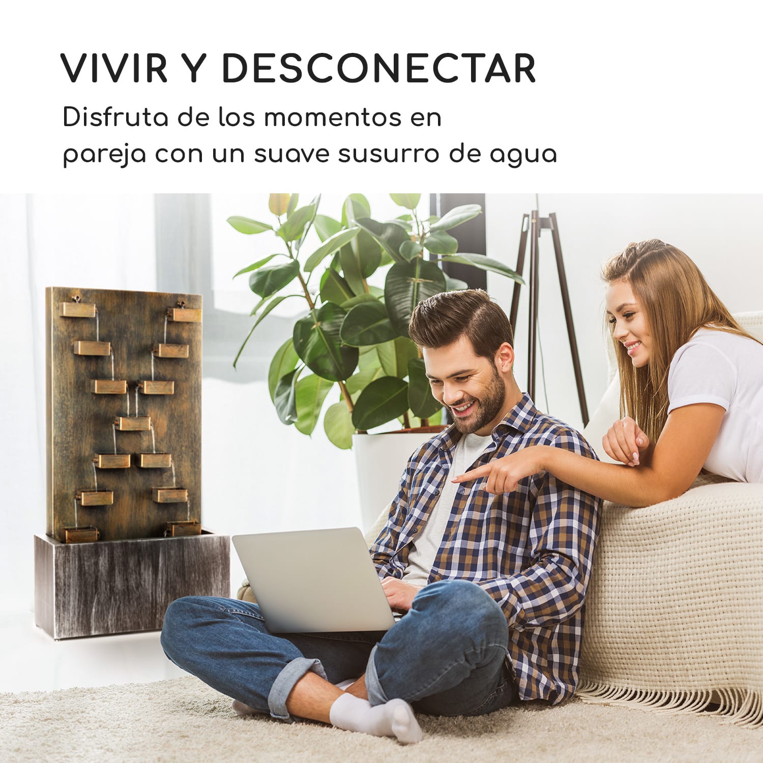 River Crossing fuente de jardín in/outdoor bomba de 6W 10m de cable galvanizada 