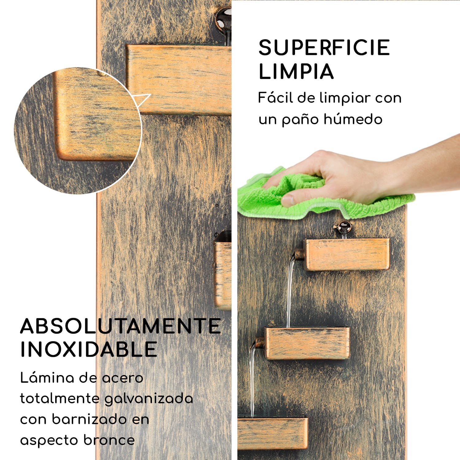 River Crossing fuente de jardín in/outdoor bomba de 6W 10m de cable galvanizada 