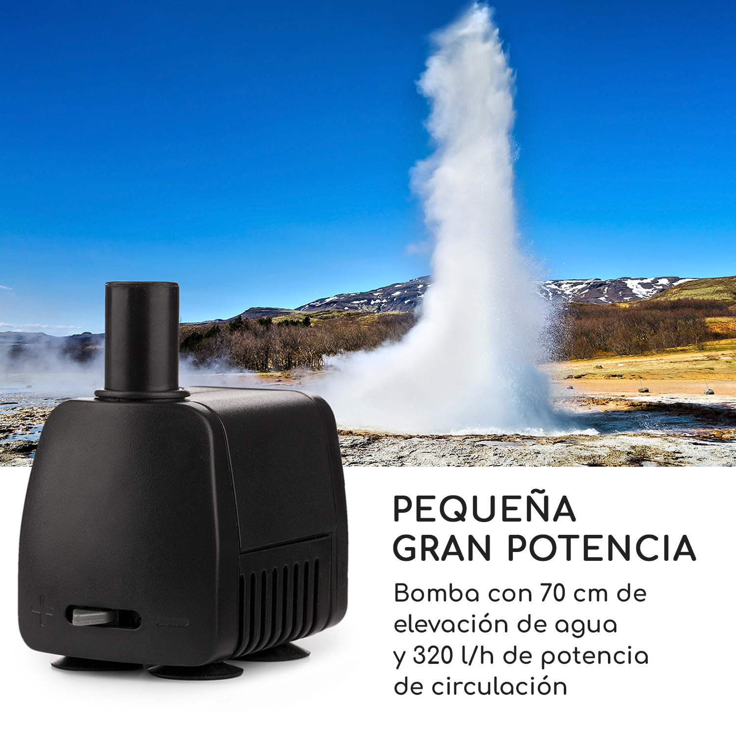 River Crossing fuente de jardín in/outdoor bomba de 6W 10m de cable galvanizada 