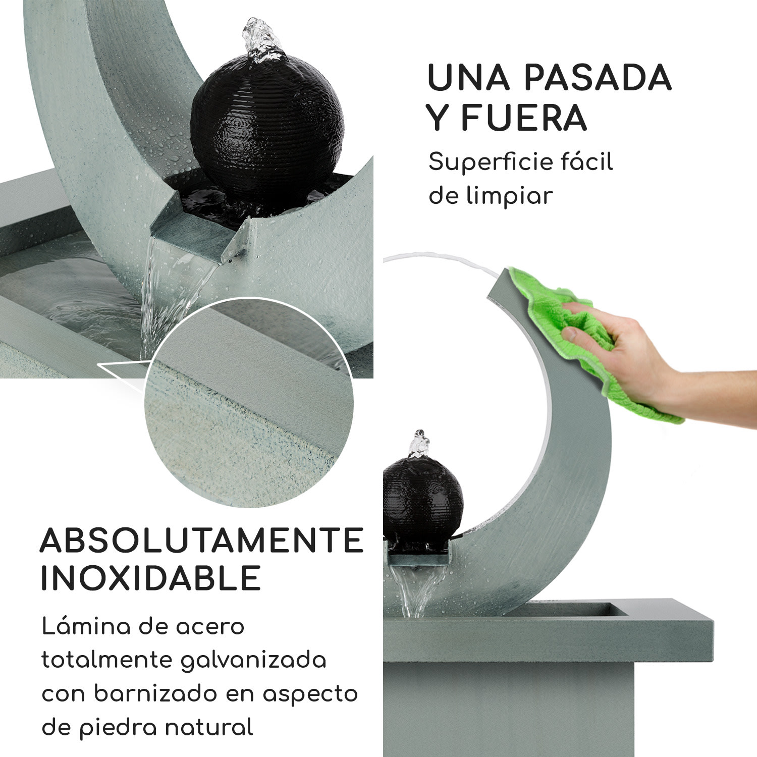 Eterna fuente de jardín in/outdoor bomba de 12W 10m de cable galvanizada 