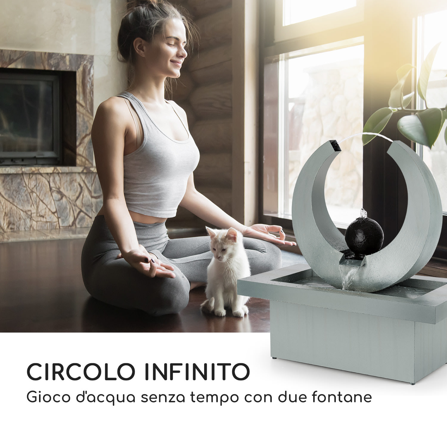Eterna Fontana In/Outdoor Pompa da 12W Cavo da 10m zincata 