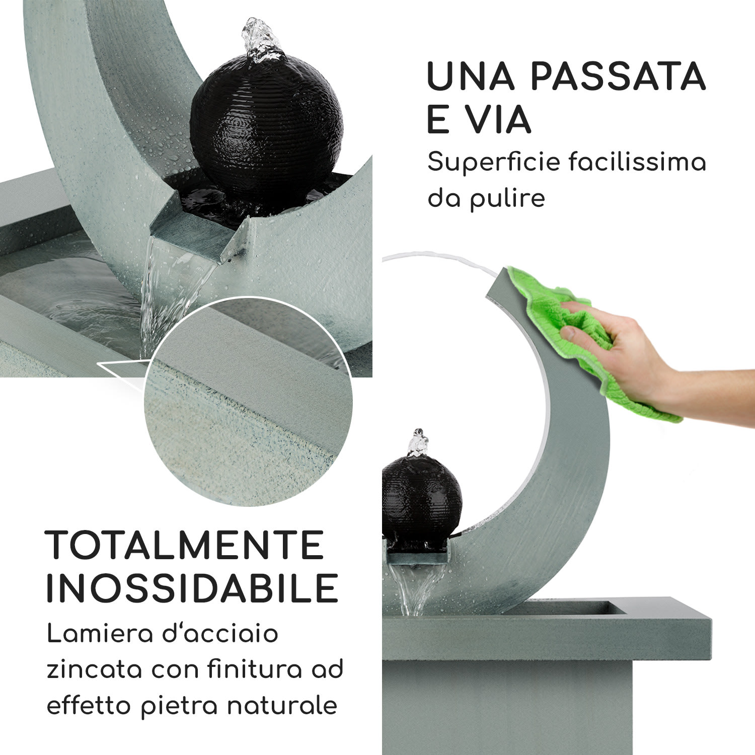 Eterna Fontana In/Outdoor Pompa da 12W Cavo da 10m zincata 