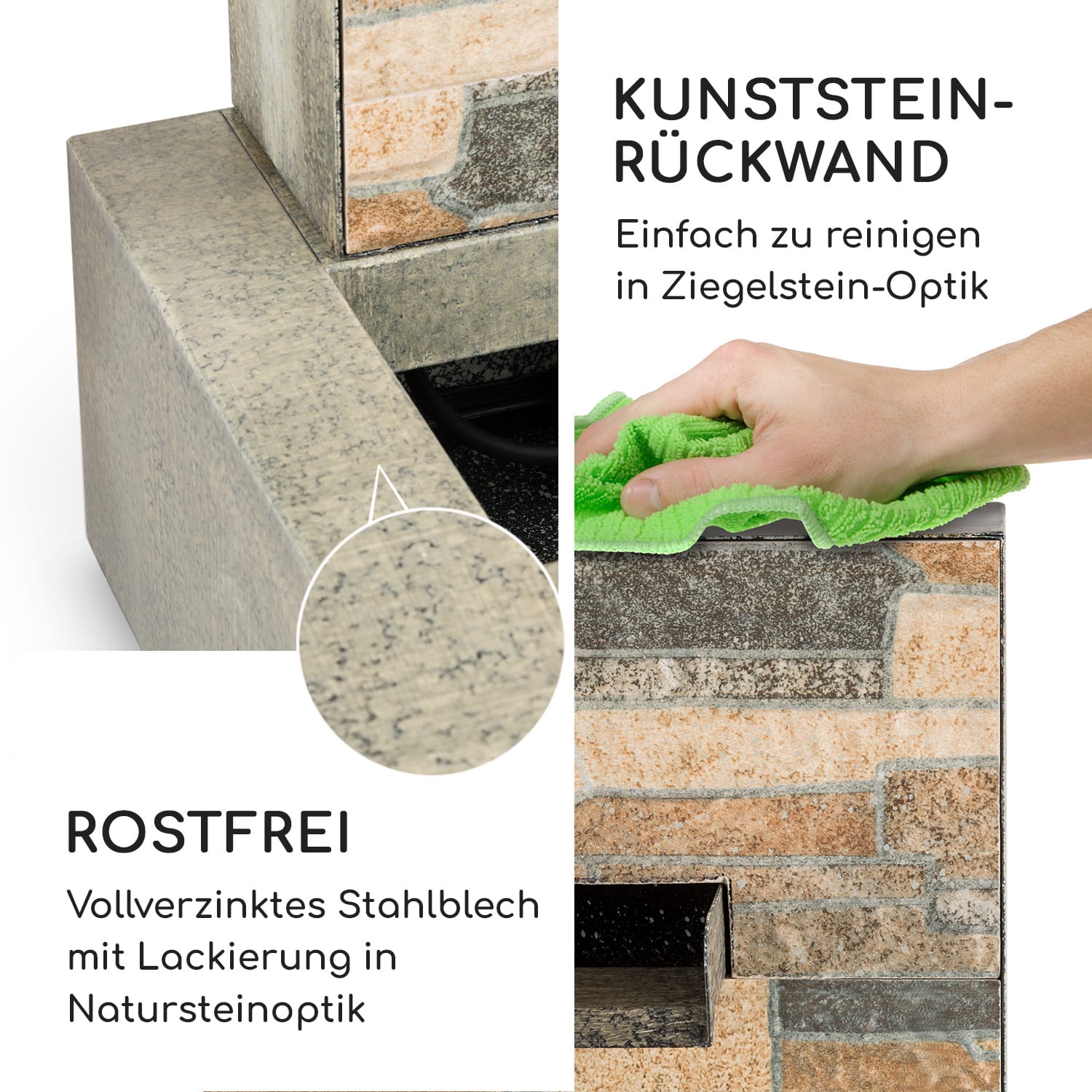 Watergate Gartenbrunnen In/Outdoor 15W Pumpe 10m Kabel verzinkt 