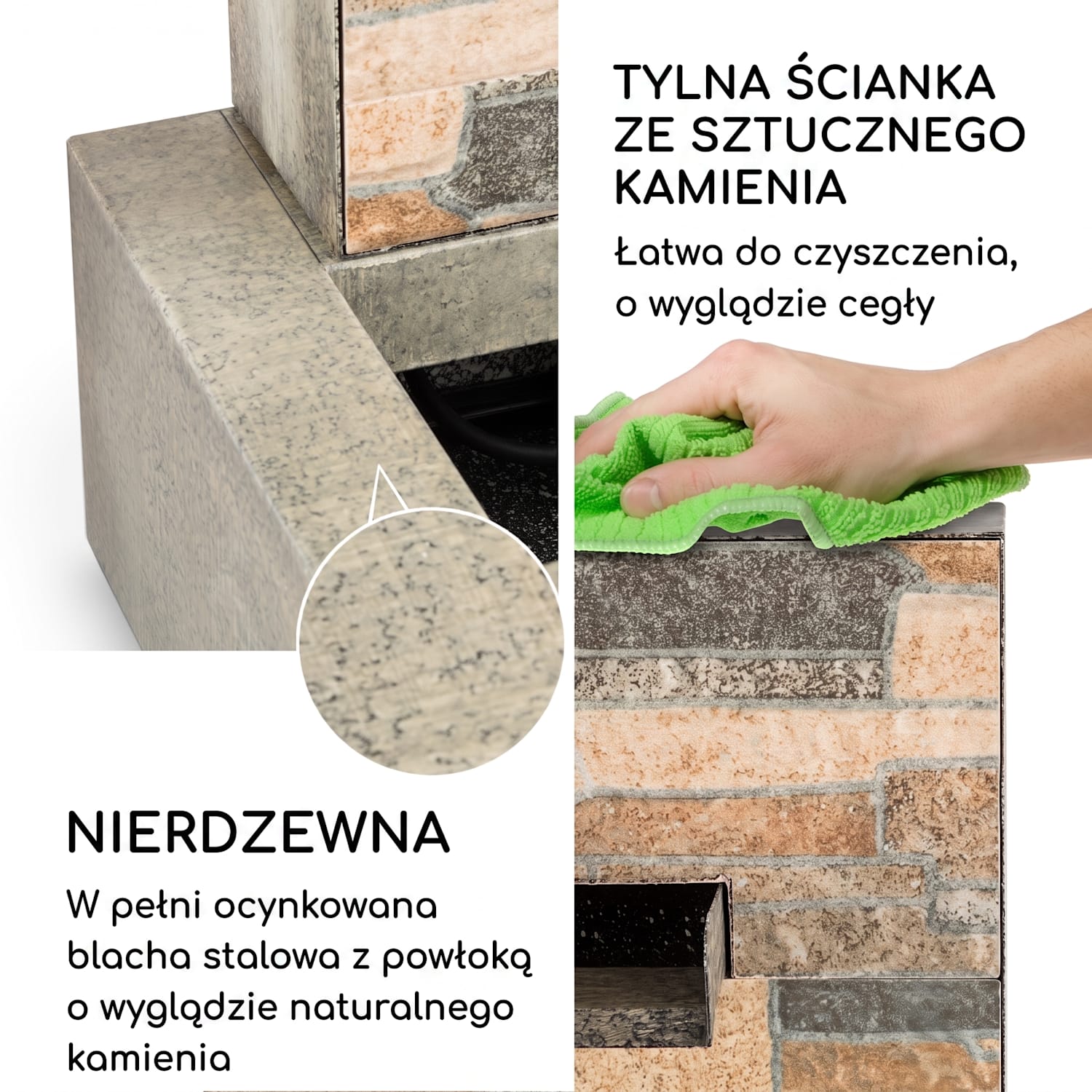 Watergate, fontanna ogrodowa, do wnętrz/na zewnętrz, pompa 15 W, kabel 10 m, ocynkowany 