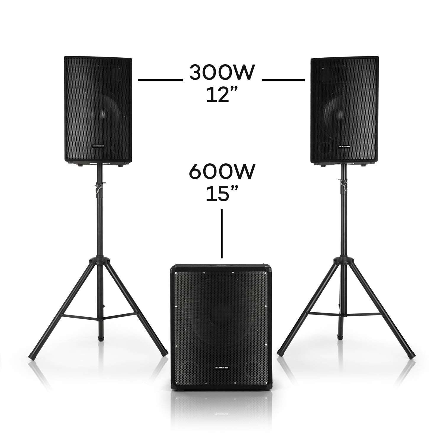 Cube 1512 2.1 Aktiv PA Set 1200 Watt 15" Subwoofer 2x 12" Lautsprecher