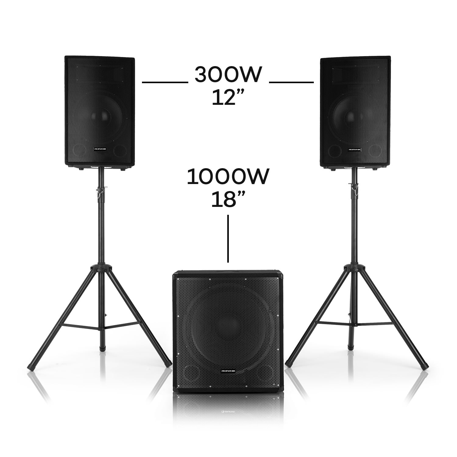 Cube 1812 2.1 Système sono actif 1600W Subwoofer 18" & 2x enceintes 12"