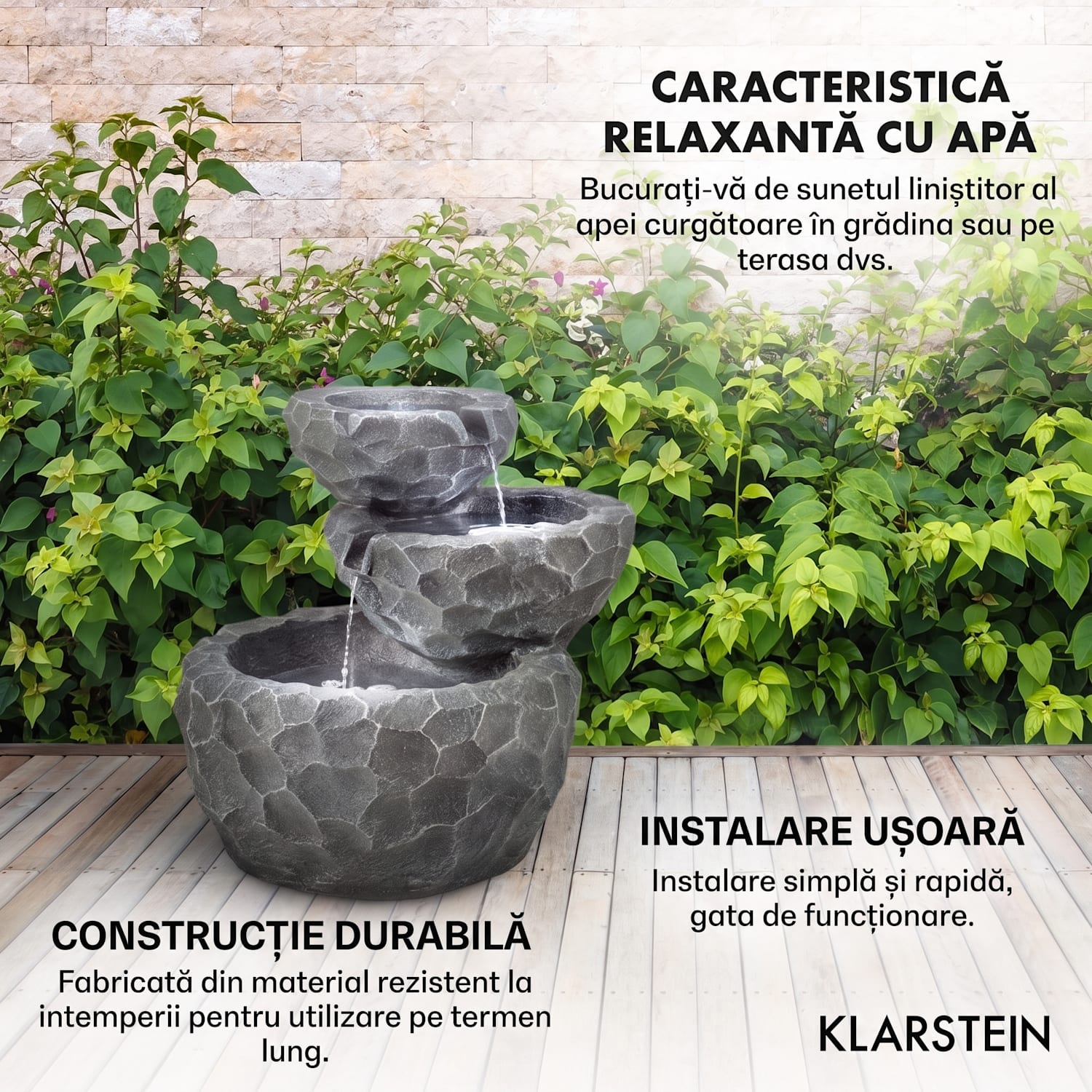 Murach fântână arteziană,cu acumulator de funcționare, 2 W, panou solar, 3 LED-uri 