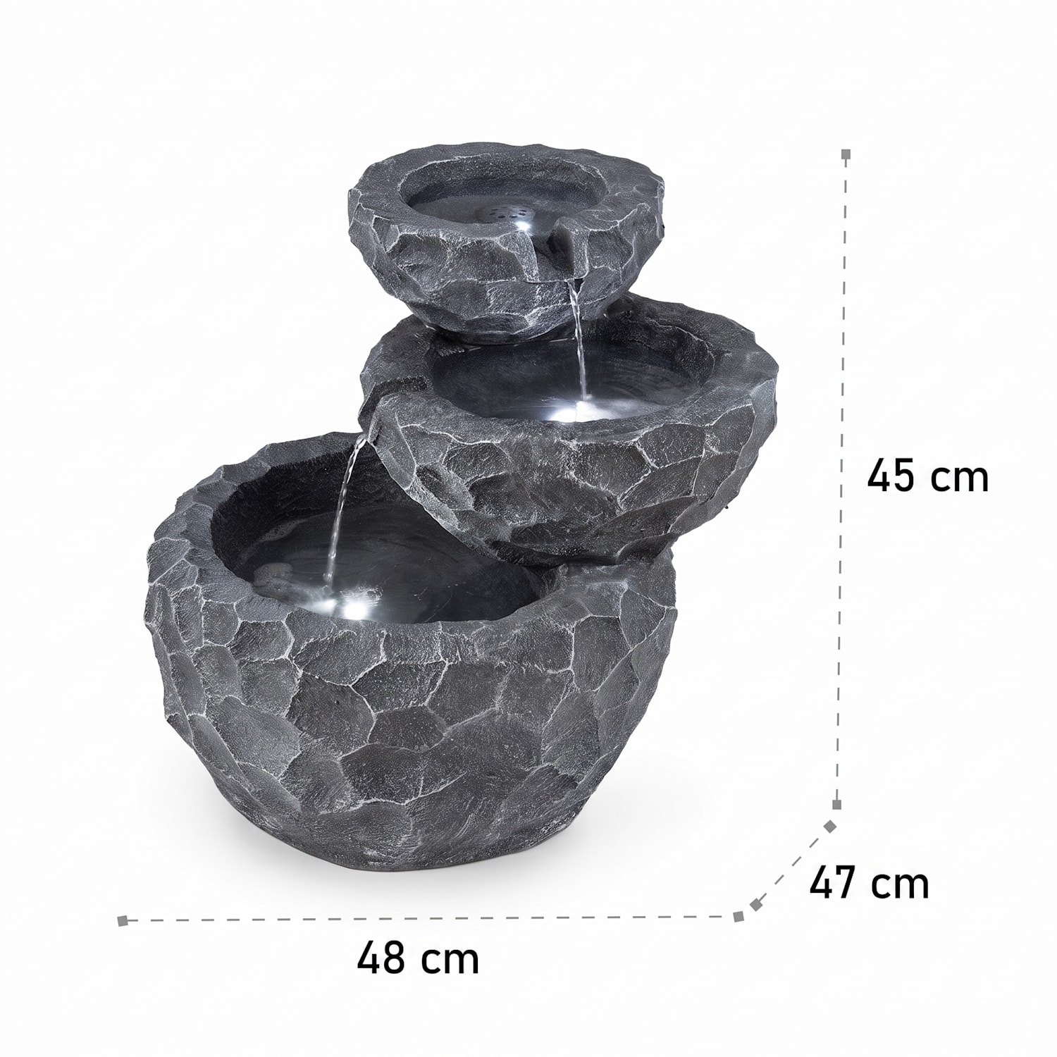 Murach fântână arteziană,cu acumulator de funcționare, 2 W, panou solar, 3 LED-uri 