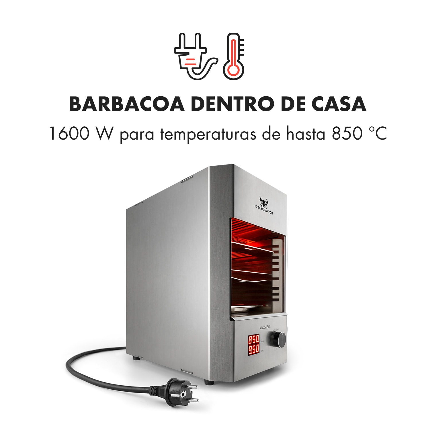 Steakreaktor 2.0 acero inoxidable - barbacoa para interior 1600W 850ºC 