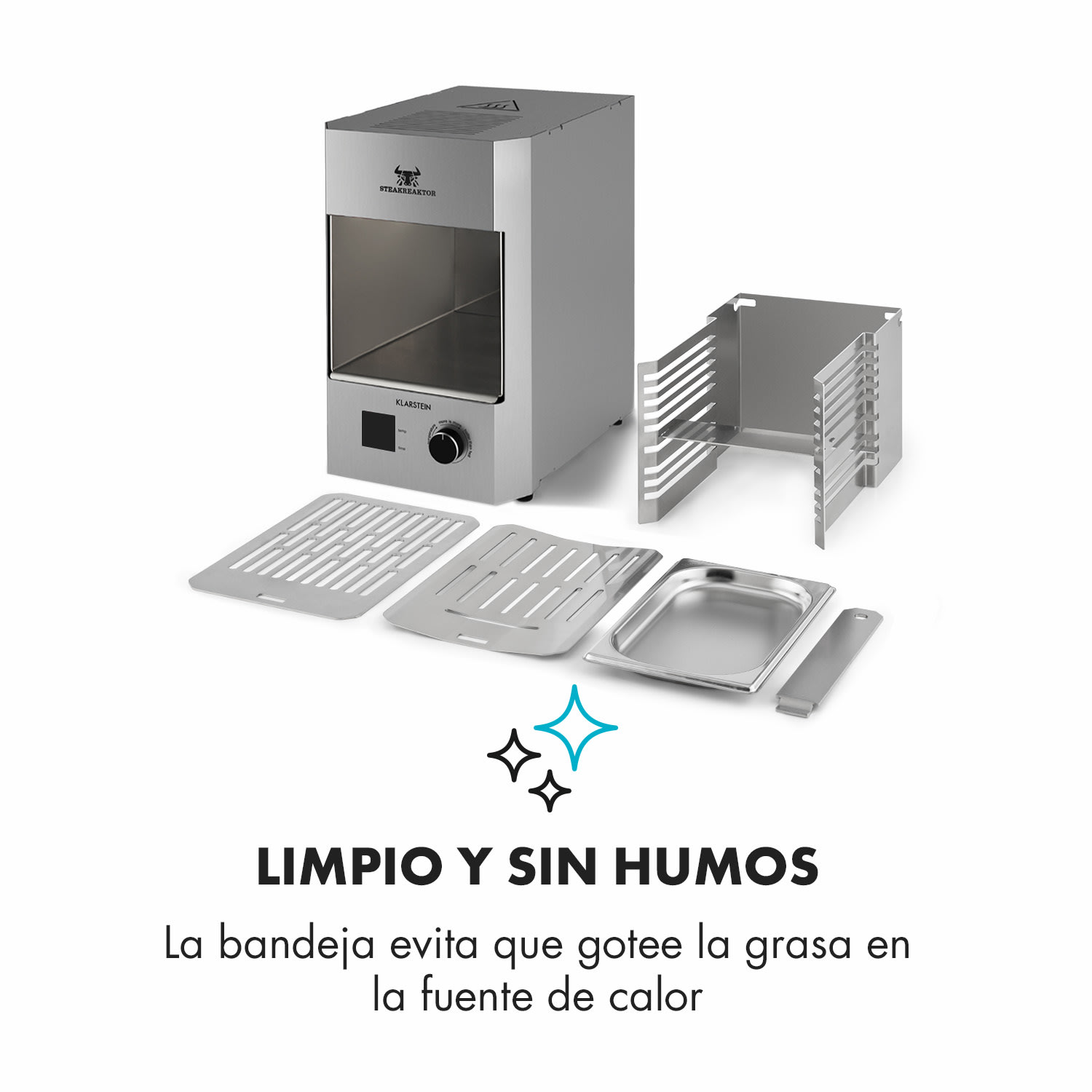 Steakreaktor 2.0 acero inoxidable - barbacoa para interior 1600W 850ºC 