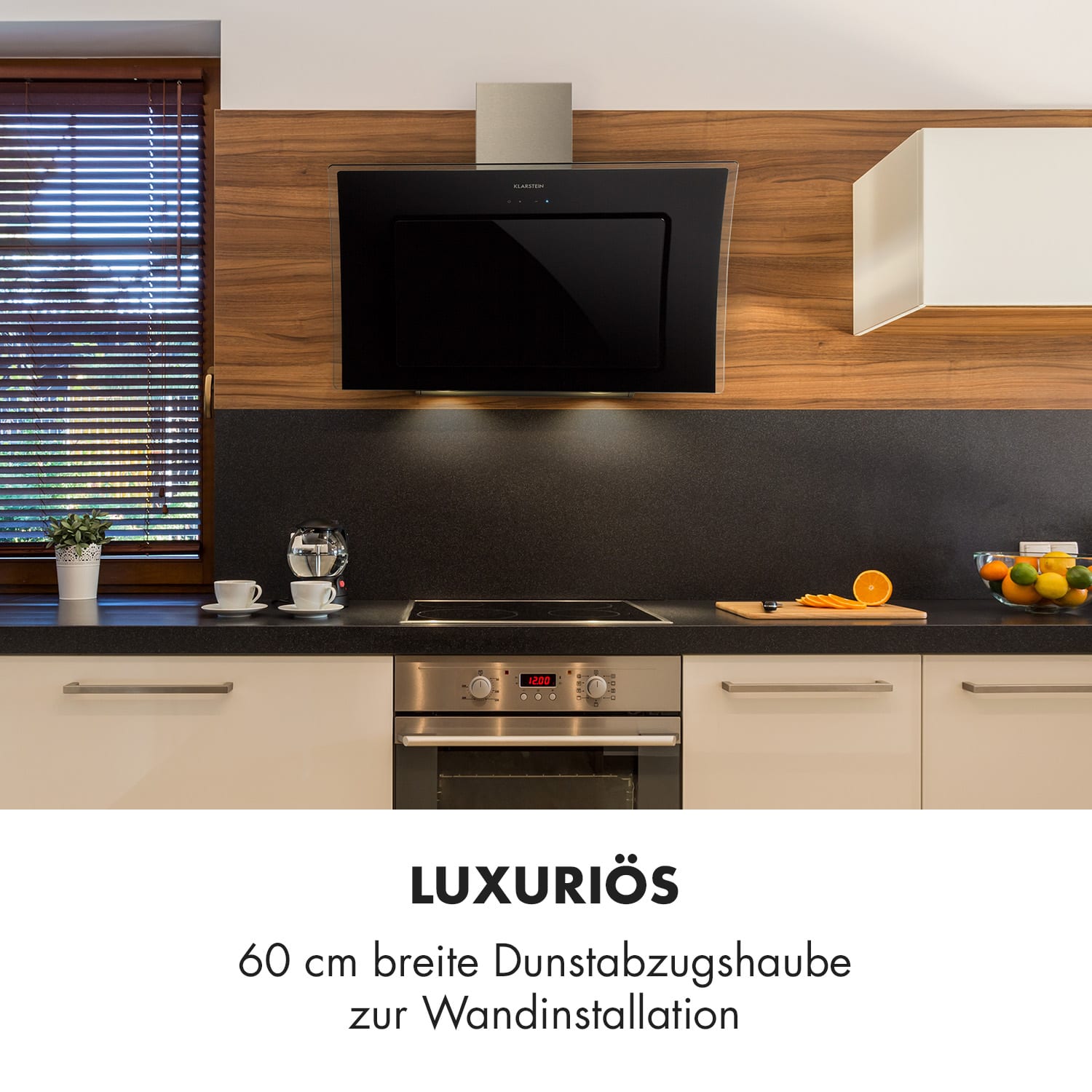 Sabia 90 Dunstabzugshaube 90cm 600m³/h LEDs 3 Leistungsstufen schwarz Schwarz