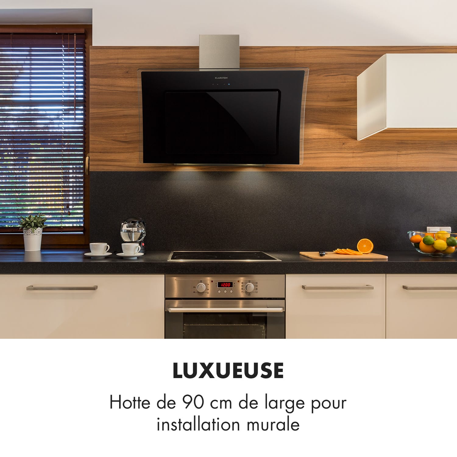Sabia 90 hotte aspirante 90cm 600m³/h LED 3 vitesses noire Noir
