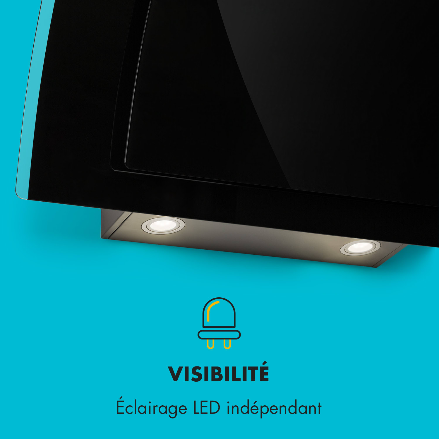 Sabia 90 hotte aspirante 90cm 600m³/h LED 3 vitesses noire Noir
