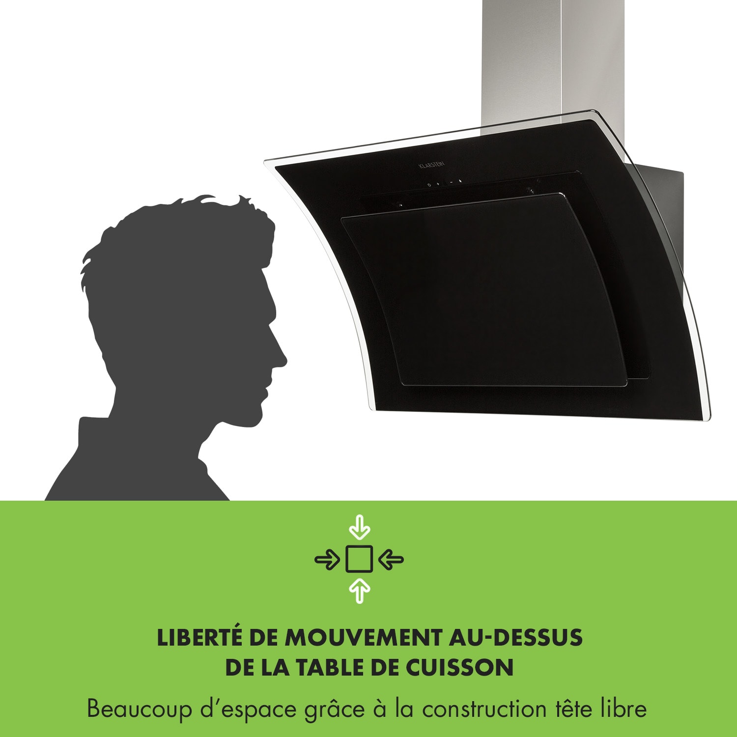 Sabia 90 hotte aspirante 90cm 600m³/h LED 3 vitesses noire Noir