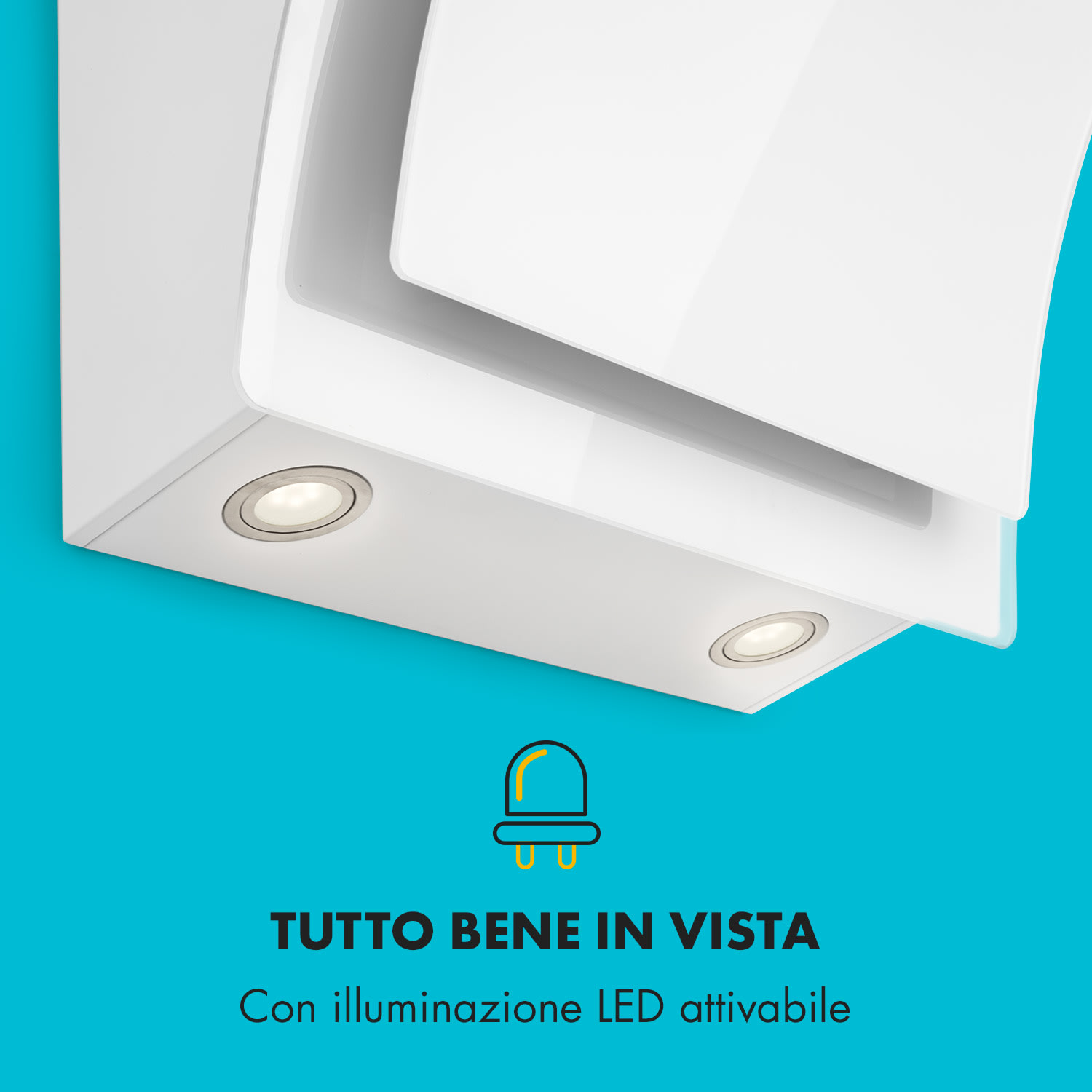 Sabia 60 Cappa Aspirante 60cm 600m³/h LED 3 Livelli di Potenza bianco 