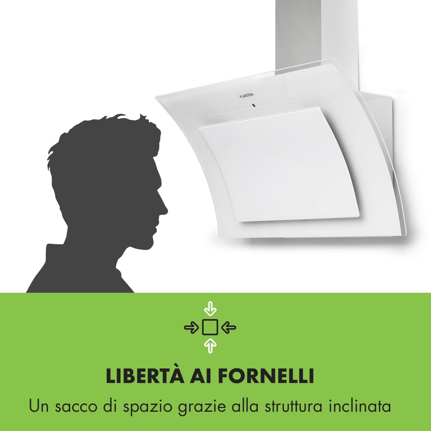 Sabia 90 Cappa Aspirante 90cm 600m³/h LED 3 Livelli di Potenza bianco 