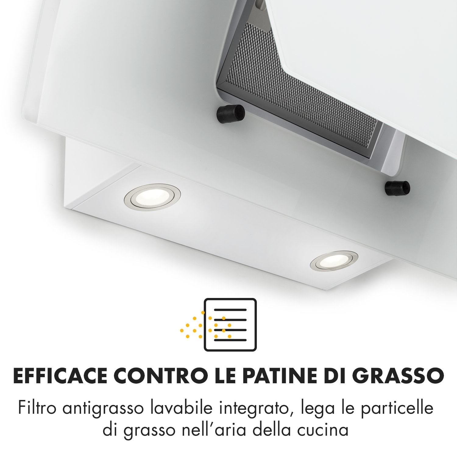 Sabia 90 Cappa Aspirante 90cm 600m³/h LED 3 Livelli di Potenza bianco 