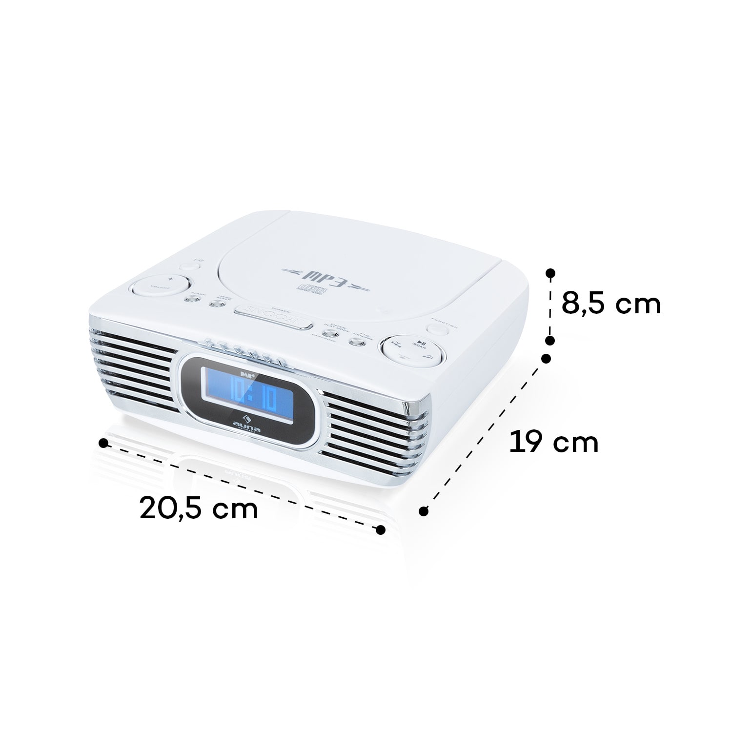 Dreamee DAB+, rádiós ébresztőóra, CD lejátszó, DAB+/FM, CD-R/RW/MP3, AUX, retró, fehér 