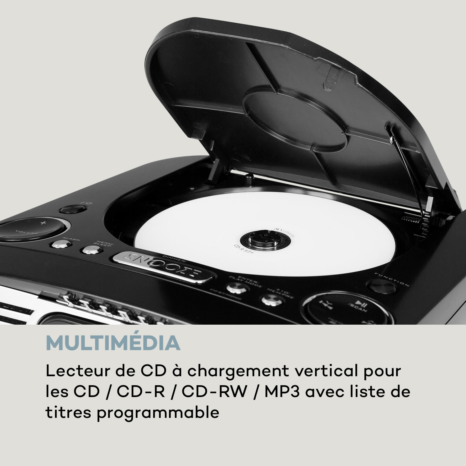 Dreamee DAB+ radiowekker CD speler DAB+/FM CD-R/RW/MP3 AUX retro zwart Zwart / Zilver Metallic