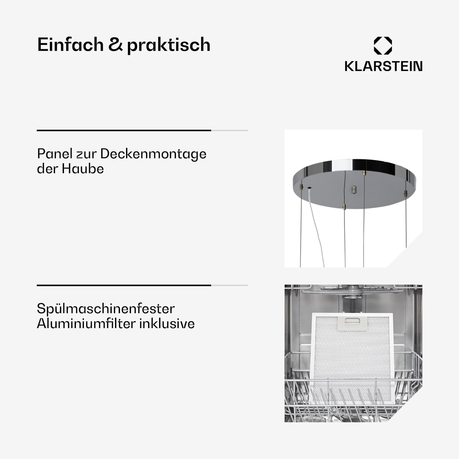 Barett Inselabzugshaube Ø35cm Umluft 522 m³/h LED Aktivkohlefilter Silber