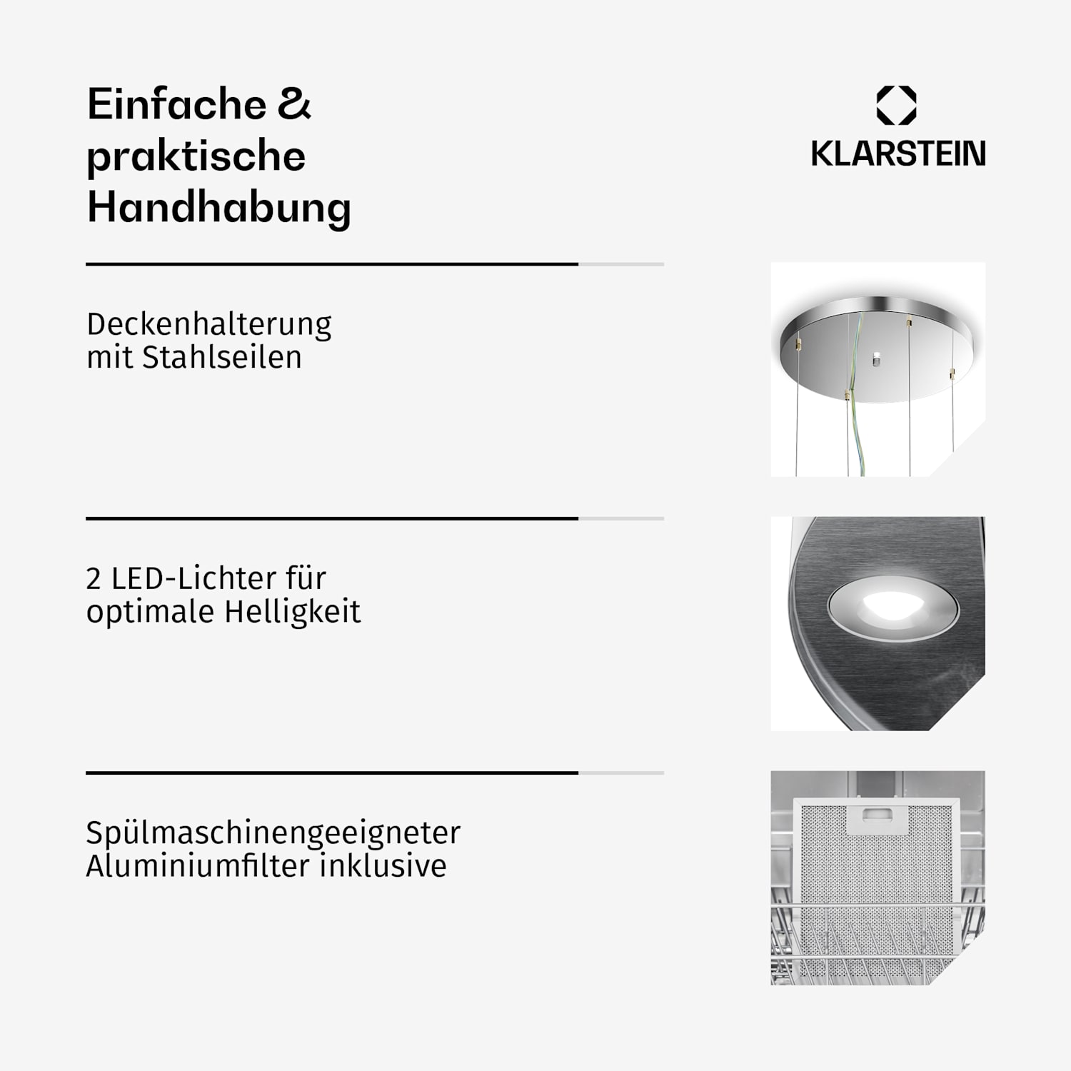 Barett Inselabzugshaube Ø35cm Umluft 522 m³/h LED Aktivkohlefilter Silber