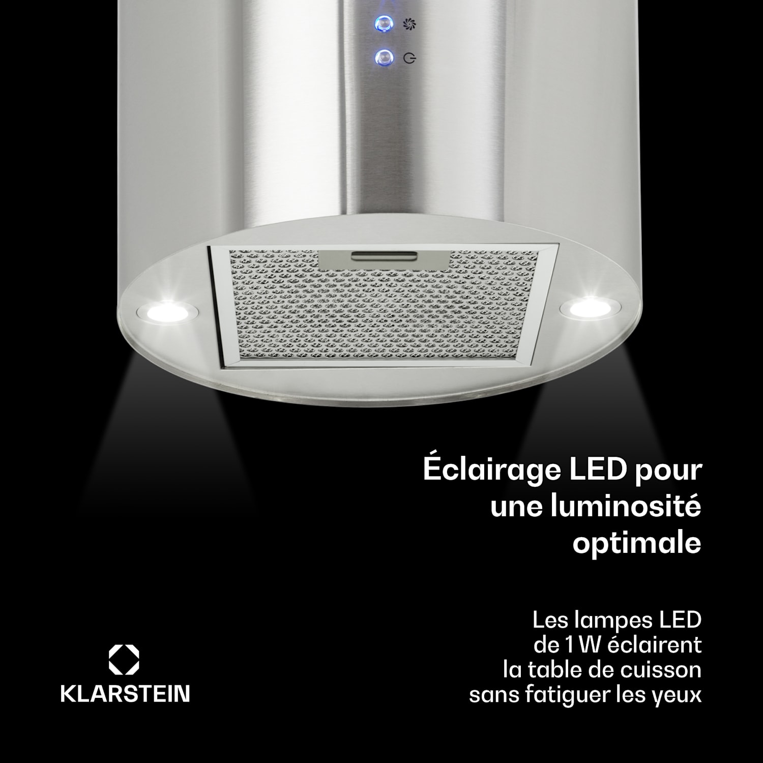 Hotte aspirante d'îlot Barett Ø35cm recirculation 558 m³/h LED filtre à charbon actif Acier Inoxydable