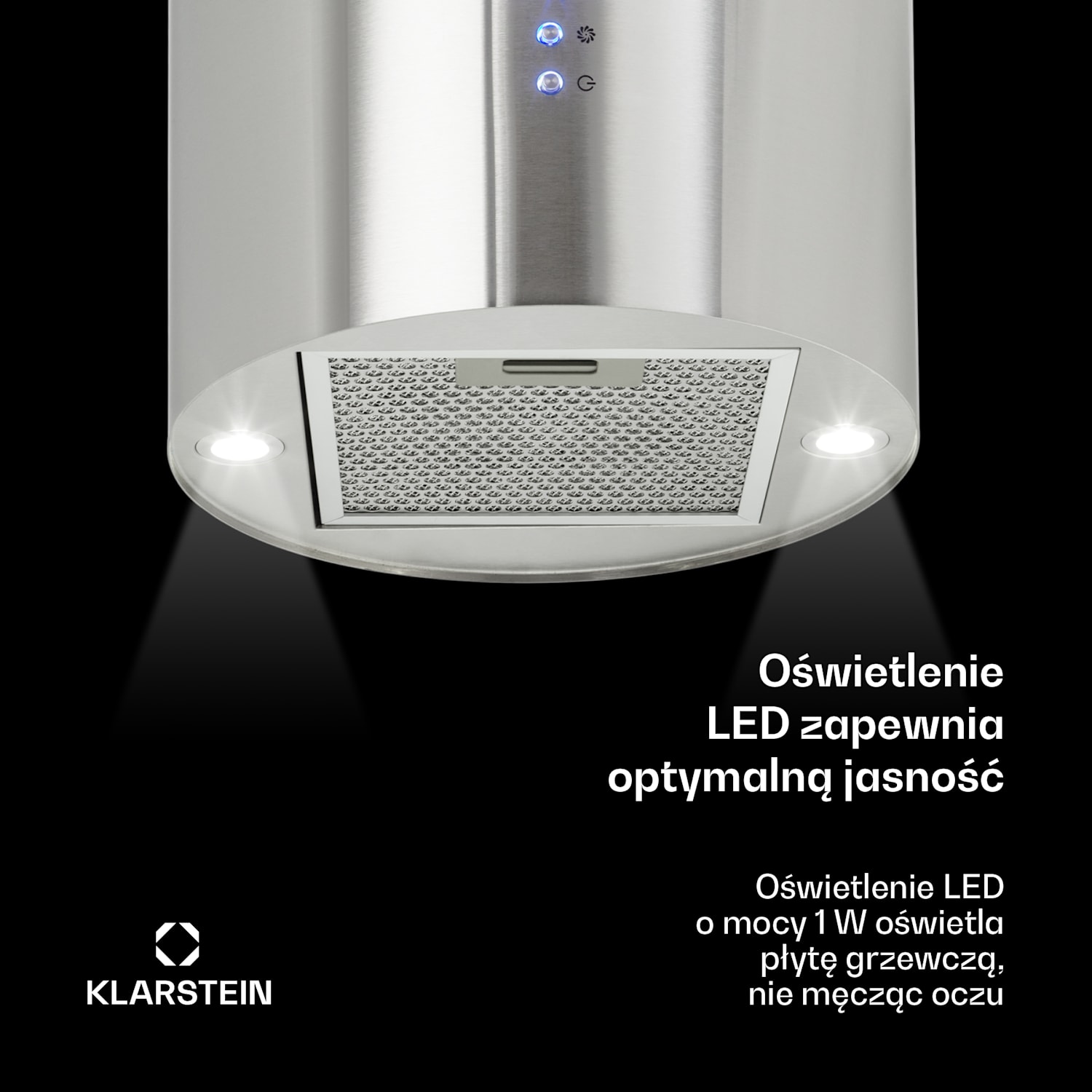 Barett, okap kuchenny wyspowy, pochłaniacz, Ø 35 cm, 560 m³/h, LED, filtr węglowy, stal nierdzewna Stal nierdzewna
