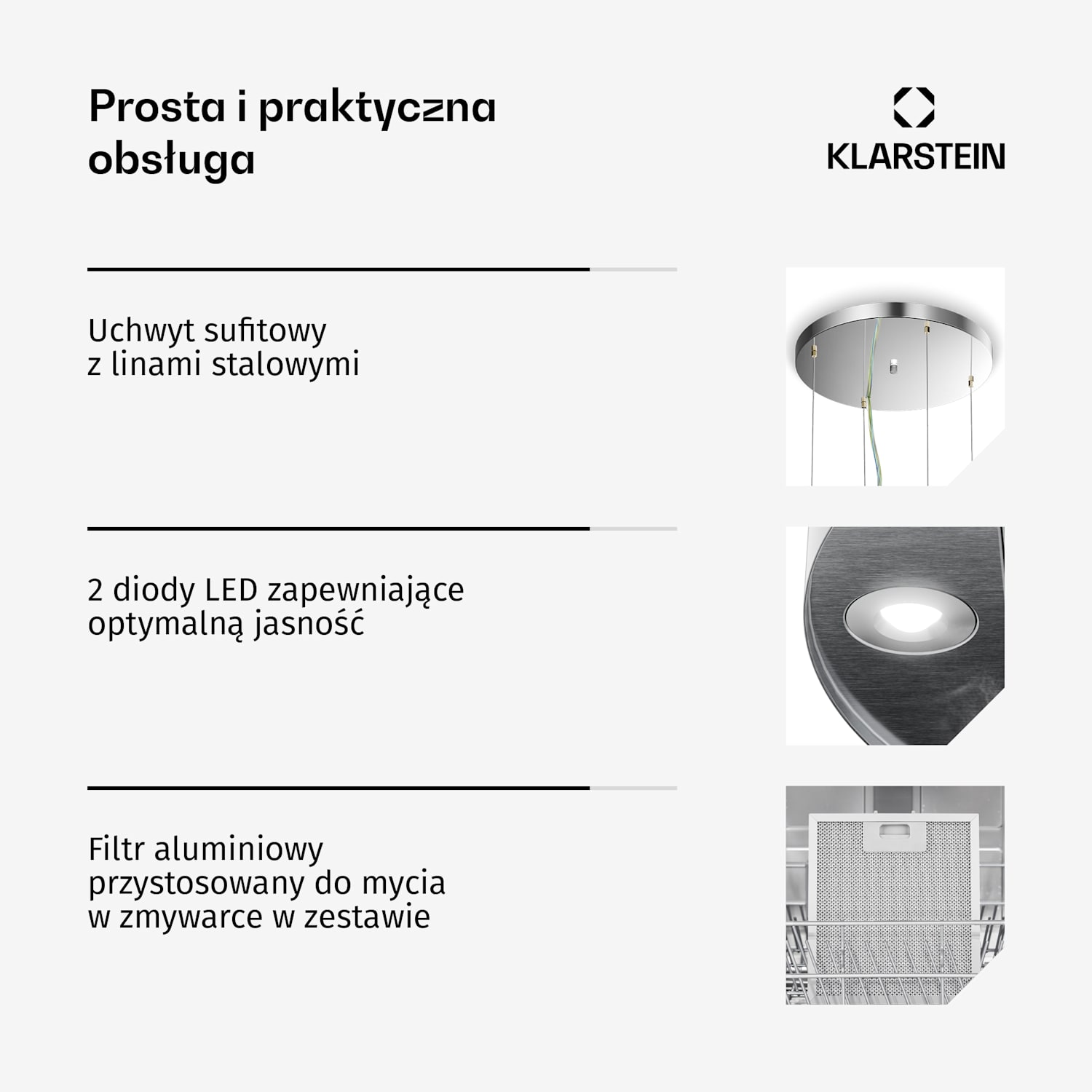 Okap wyspowy Barett Ø35 cm, tryb recyrkulacji, wydajność 522 m³/h, oświetlenie LED, filtr z węglem aktywnym Srebrny