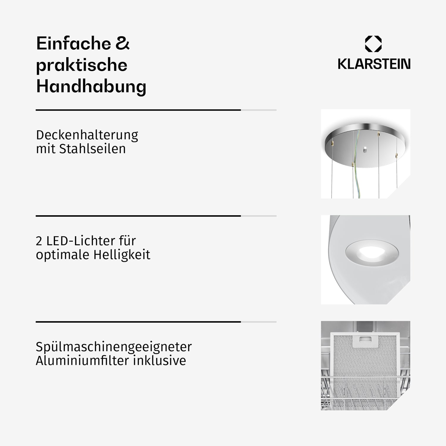 Barett Inselabzugshaube Ø35cm Umluft 522 m³/h LED Aktivkohlefilter Weiß