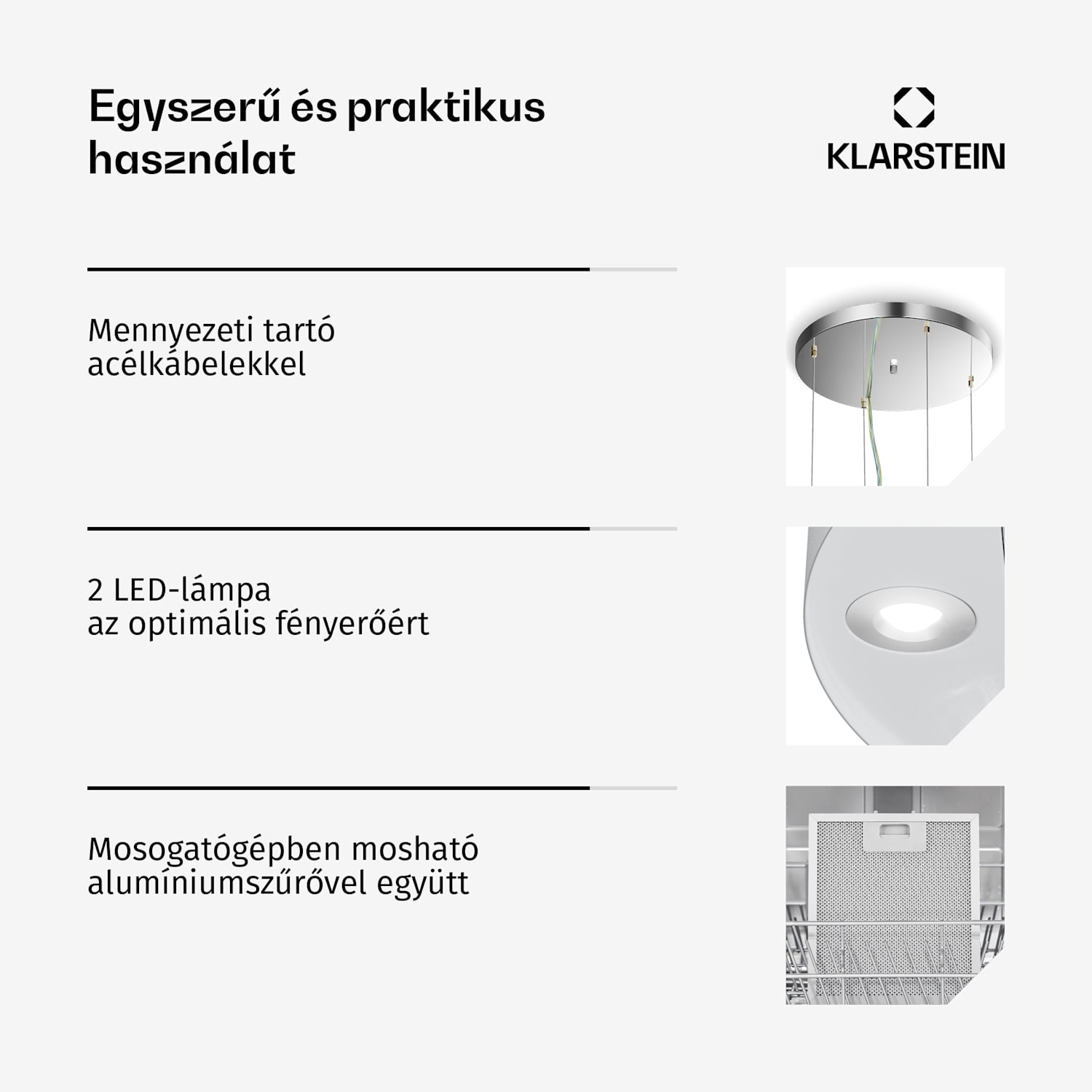 Barett sziget páraelszívó Ø35 cm, recirkulációs, 522 m³/h, LED-világítás, aktívszénszűrő Fehér