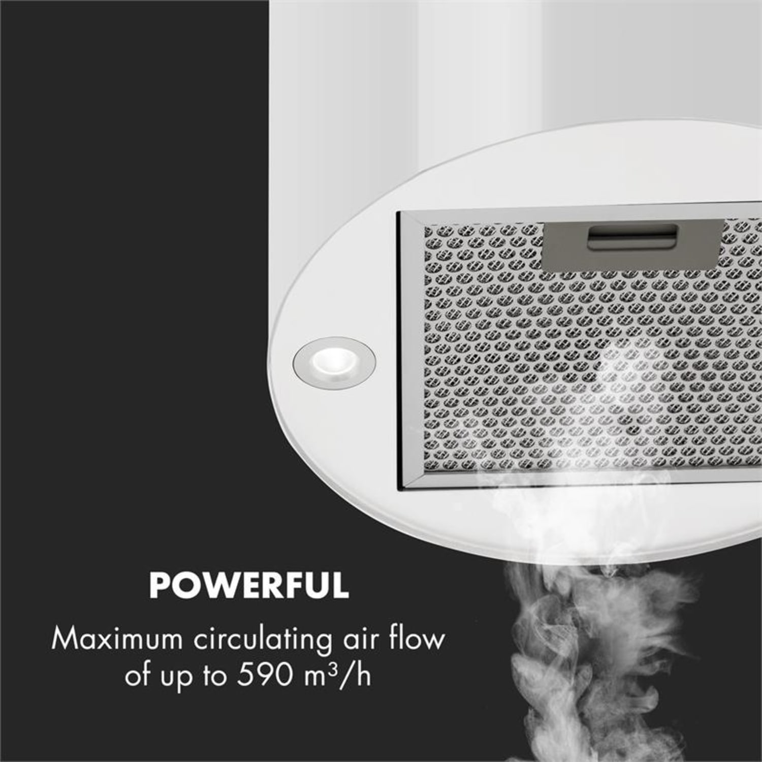 Hotte aspirante îlot Barett Ø35cm recirculation 558 m³/h LED filtre à charbon actif Bijela
