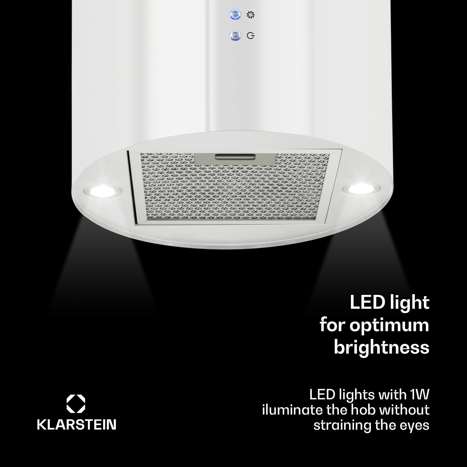 Barett eiland afzuigkap Ø 35 cm recirculatie 558 m³/h led actief koolfilter Wit