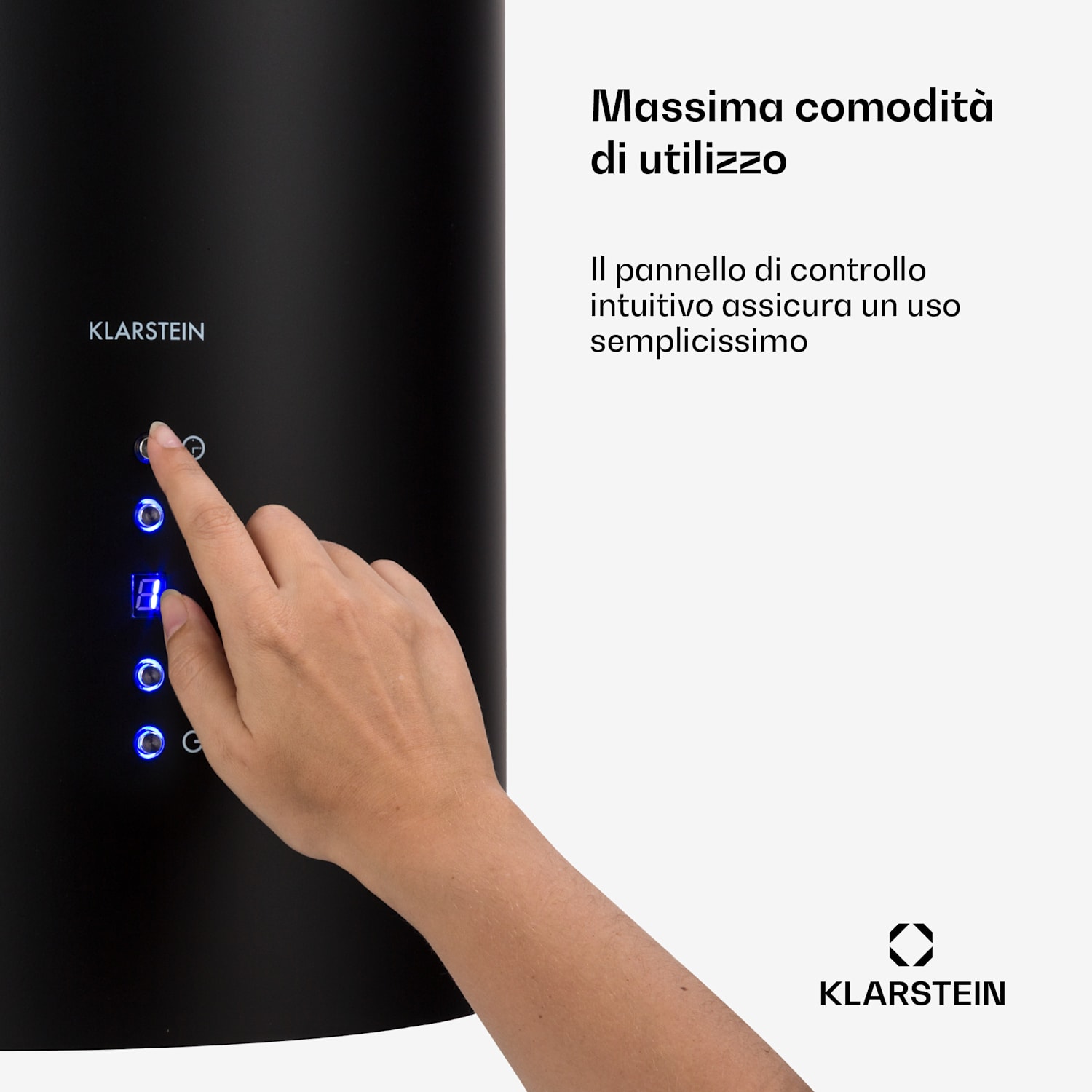 Barett - Cappa aspirante a isola, Ø 35 cm, ricircolo, 558 m³/h, LED, filtri ai carboni attivi Nero