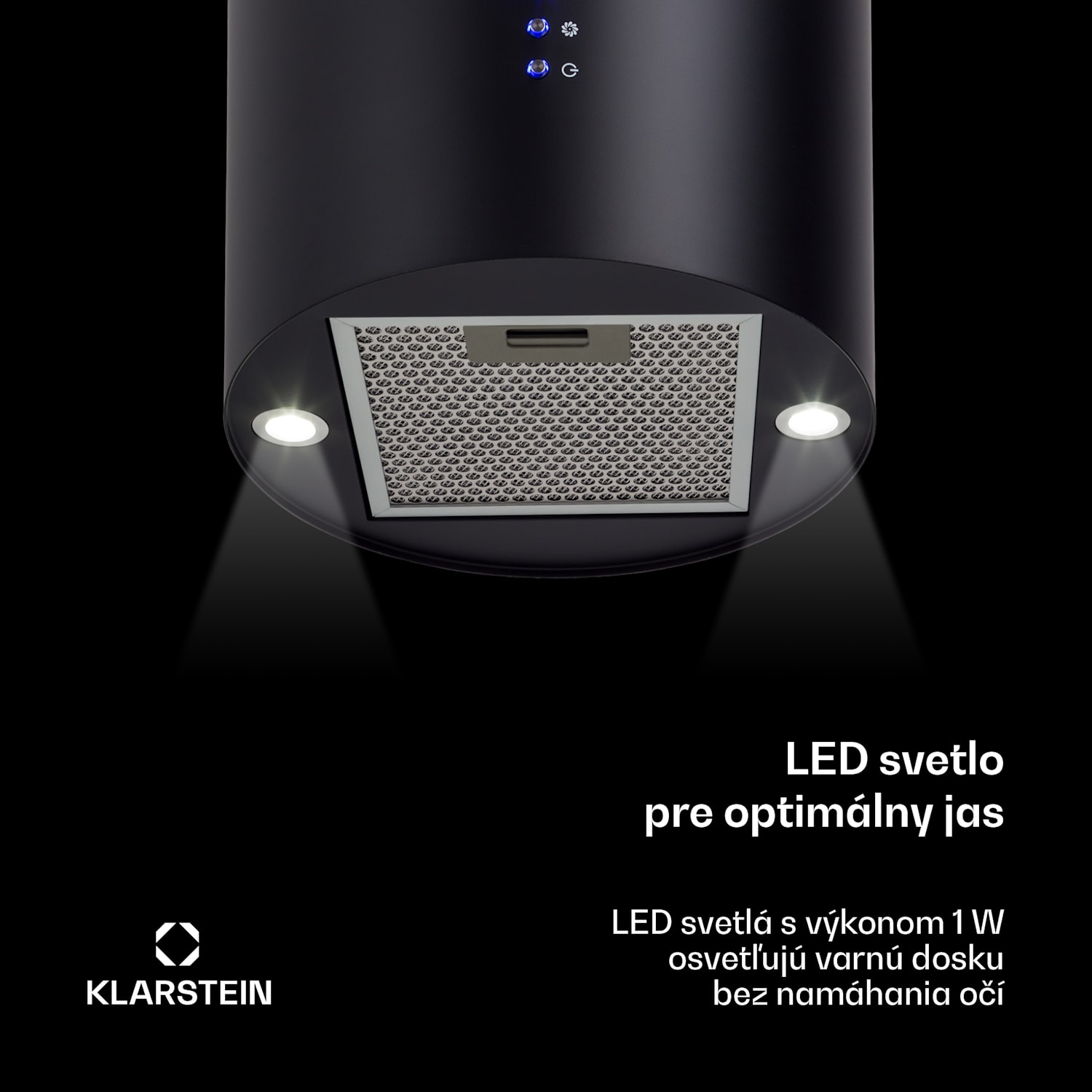 Barett, digestor, 35 cm, ostrovčekový, 560 m³/h, LED, filter s aktívnym uhlím, čierny Čierna