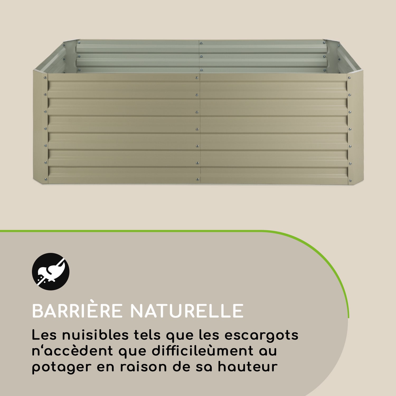 High Grow Straight Potager surélevé 180 x 60x 90cm 970 l acier argent 180 x 90 x 60 cm | Argent