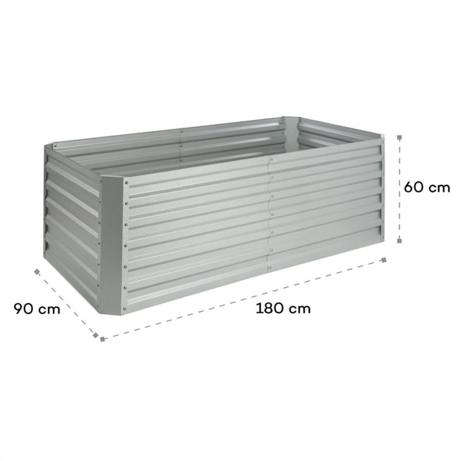 High Grow Straight jardinera de suelo elevado 180 x 60 x 90 cm 970 l acero galvanizado plateado 180 x 90 x 60 cm | Plata